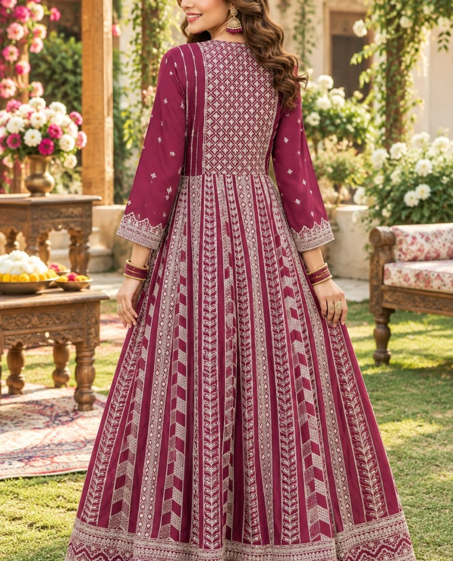 2201 - Embroidered Work Chinon Lehenga Choli In Maroon for Ceremonial